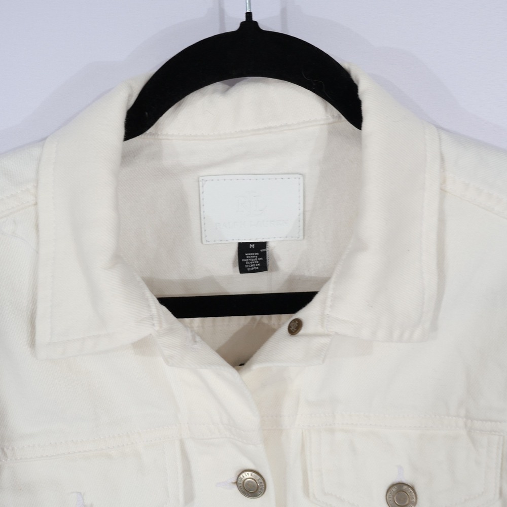 Ralph Lauren Denim Trucker Jacket Womens M White Classic Cotton $165 NWT - Picture 5 of 16